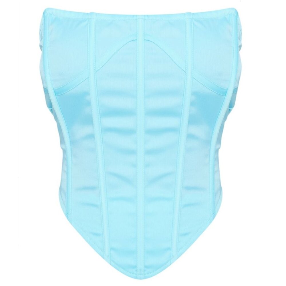 💯 PrettyLittleThing Petite Satin Structured Corset Top 💯 - Picture 2 of 10